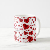 Red Floral Hearts Koffiemok (Voorkant rechts)