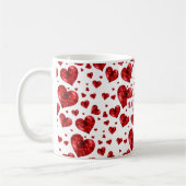 Red Floral Hearts Koffiemok (Links)