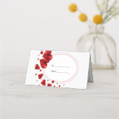 Red Floral Hearts Plaatskaartje (Voorkant)