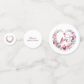 Red Floral Hearts-Vrijgezellenfeest Confetti (Achterkanten)