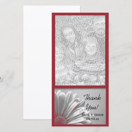 Red Floral Highlights Weddenschap Bedankkaart (Voorkant / Achterkant)