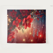 Red Floral Holiday Backdrop Wandkleed (Voorkant (horizontaal))
