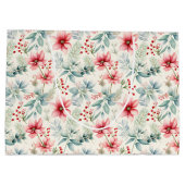 Red Floral Holiday Gift Bag Groot Cadeauzakje (Achterkant)