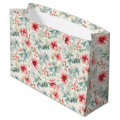 Red Floral Holiday Gift Bag Groot Cadeauzakje (Achterkant Gekanteld)