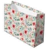 Red Floral Holiday Gift Bag Groot Cadeauzakje (Voorkant Gekanteld)