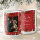 Red Floral Holiday Personalized Photo Coffee Mug Koffiemok