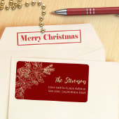 Red Floral Holiday Retour Adres Label