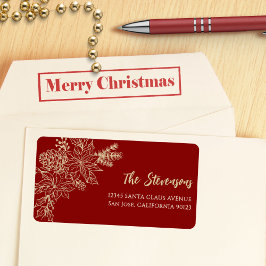 Red Floral Holiday Retour Adres Label