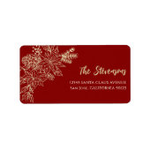 Red Floral Holiday Retour Adres Label (Voorkant)