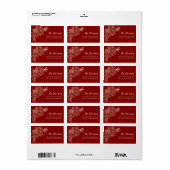 Red Floral Holiday Retour Adres Label (Full Sheet)