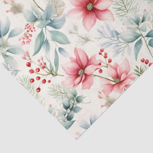 Red Floral Holiday Tissue Paper Tissuepapier (Detail)