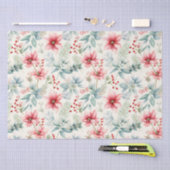 Red Floral Holiday Tissue Paper Tissuepapier (Craft)