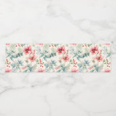 Red Floral Holiday Waterfles Etiket (Enkel label)