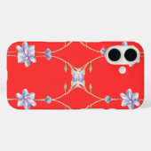 Rèd floral iPhone case (Achterkant (horizontaal))
