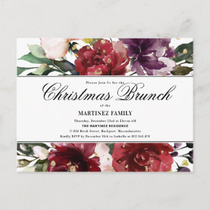 Red Floral Kerstmis Brunch Uitnodiging