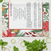 Red Floral Kerstmis Poinsettia Holiday Recipe Theedoek (Gevouwen)