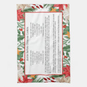 Red Floral Kerstmis Poinsettia Holiday Recipe Theedoek (Verticaal)