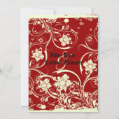 Red Floral Lace Wedding Invitation Kaart (Achterkant)