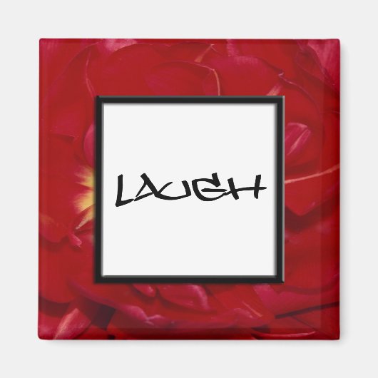Red Floral Laugh Magnet (Voorkant)