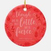 Red Floral Little but Fierce William Shakespeare Keramisch Ornament (Achterkant)