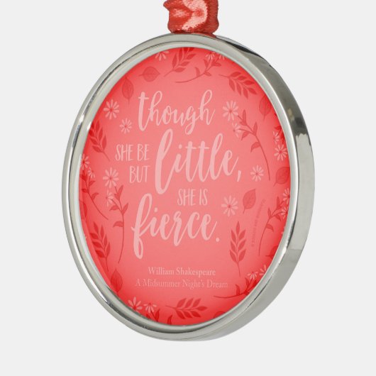 Red Floral Little but Fierce William Shakespeare Metalen Ornament (Links)