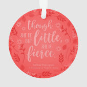Red Floral Little but Fierce William Shakespeare Ornament (achterkant)