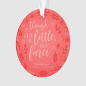 Red Floral Little but Fierce William Shakespeare Ornament (voorkant)
