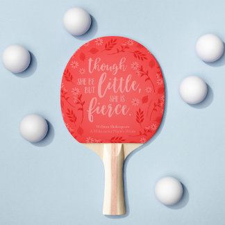 Red Floral Little but Fierce William Shakespeare Tafeltennisbatje