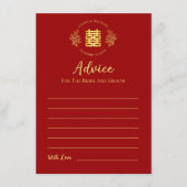 Red floral logo Chinese bruiloft dubbel geluk Advieskaart (Voorkant)