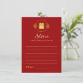 Red floral logo Chinese bruiloft dubbel geluk Advieskaart (Staand voorkant)