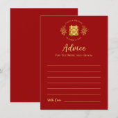 Red floral logo Chinese bruiloft dubbel geluk Advieskaart (Voorkant / Achterkant)