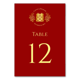 Red floral logo Chinese bruiloft dubbel geluk Kaart