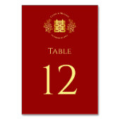 Red floral logo Chinese bruiloft dubbel geluk Kaart (Achterkant)