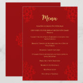 Red floral logo Chinese bruiloft dubbel geluk Menu (Voorkant / Achterkant)