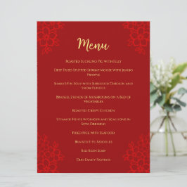 Red floral logo Chinese bruiloft dubbel geluk Menu