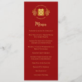 Red floral logo Chinese bruiloft dubbel geluk Menu (Voorkant)