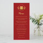 Red floral logo Chinese bruiloft dubbel geluk Menu (Staand voorkant)
