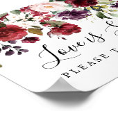 Red Floral Love is Sweet Wedding Dessert Bar Sign Poster (Hoek)