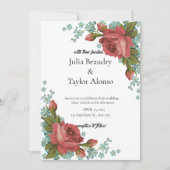 Red Floral Luxury Invitation – Elegant & Timeless Kaart (Voorkant)