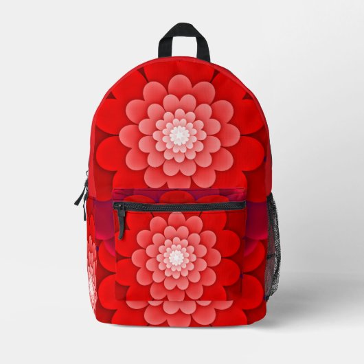 Red Floral Mandala-58566 Bedrukte Rugzak (Voorkant)