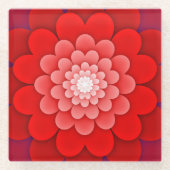 Red Floral Mandala-58566 Glazen Onderzetter (Voorkant)