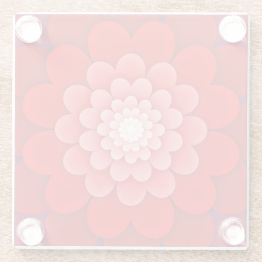 Red Floral Mandala-58566 Glazen Onderzetter (Achterkant)