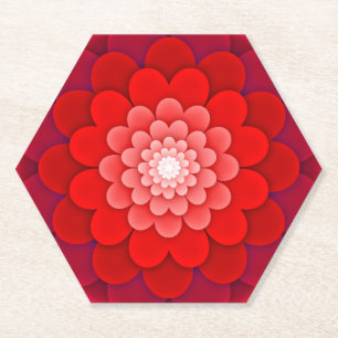 Red Floral Mandala-58566 Kartonnen Onderzetters