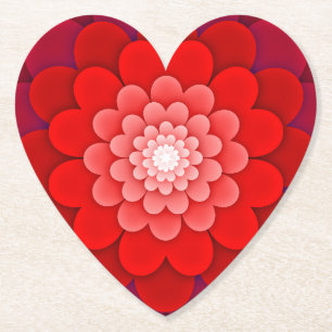 Red Floral Mandala-58566 Kartonnen Onderzetters