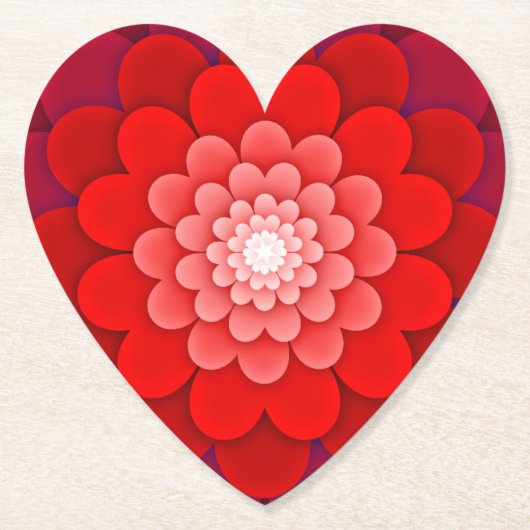 Red Floral Mandala-58566 Kartonnen Onderzetters (Voorkant)