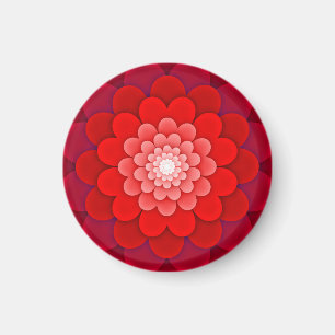 Red Floral Mandala-58566 Magneet