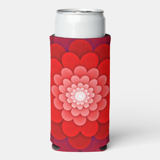 Red Floral Mandala-58566 Seltzer Blikjeskoeler (Seltzer Voorkant)