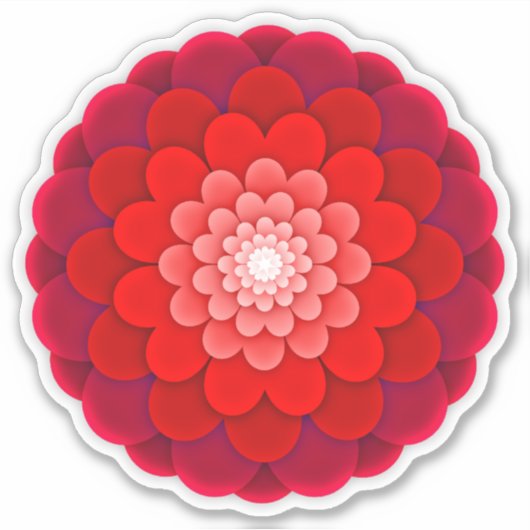 Red Floral Mandala-58566 Sticker (Voorkant)