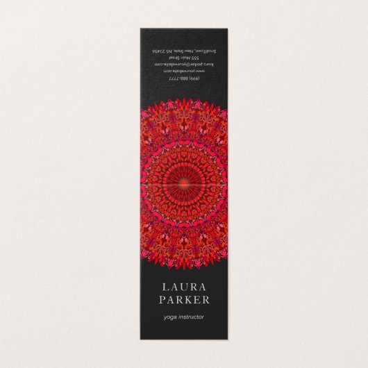 Red Floral Mandala Visitekaartje (Buitenkant ongevouwen)