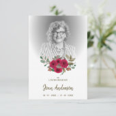 Red Floral met begrafenisuitnodiging (Staand voorkant)